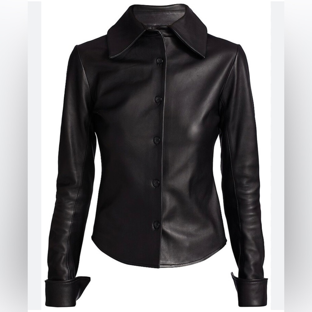 Sergio Hudson Leather Button
Down Shirt NWT